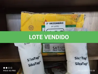 LOTE 163 - 02 CAIXAS DE ARGAMASSA POLIMÉRICA SENDO 01 SIKA TOP-100 E OUTRA SIKA TOP-107. (NO ESTADO) ATENÇÃO! FAZER A VISITAÇÃO ANTES DE ARREMATAR, NÃO SABEMOS SE FUNCIONA. LEILÃO NÃO TEM GARANTIA E NEM DEVOLUÇÃO, SUJEITO A POSSÍVEIS AVARIAS VISÍVEIS/OCULTAS E/OU AUSÊNCIA DE COMPONENTES.