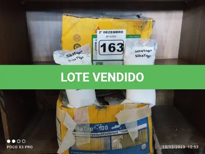 LOTE 163 - 02 CAIXAS DE ARGAMASSA POLIMÉRICA SENDO 01 SIKA TOP-100 E OUTRA SIKA TOP-107. (NO ESTADO) ATENÇÃO! FAZER A VISITAÇÃO ANTES DE ARREMATAR, NÃO SABEMOS SE FUNCIONA. LEILÃO NÃO TEM GARANTIA E NEM DEVOLUÇÃO, SUJEITO A POSSÍVEIS AVARIAS VISÍVEIS/OCULTAS E/OU AUSÊNCIA DE COMPONENTES.