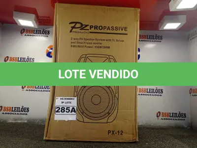 LOTE 285 - 01 CAIXA DE SOM PASSIVA PRO ÁUDIO PX-12.(NOVA) (NO ESTADO) ATENÇÃO! FAZER A VISITAÇÃO ANTES DE ARREMATAR, NÃO SABEMOS SE FUNCIONA. LEILÃO NÃO TEM GARANTIA E NEM DEVOLUÇÃO, SUJEITO A POSSÍVEIS AVARIAS VISÍVEIS/OCULTAS E/OU AUSÊNCIA DE COMPONENTES.