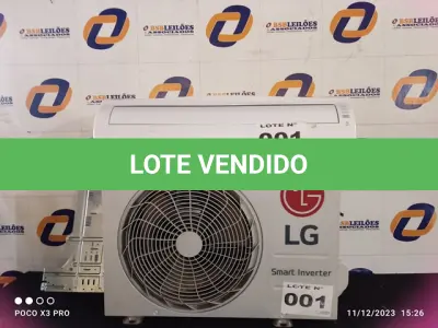 LOTE 001 - 01 – AR CONDICIONADO SPLIT LG 11500 BTUS INVERTER 220VOLTS (NO ESTADO, NÃO SABEMOS SE FUNCIONA. LEILÃO NÃO TEM GARANTIA E NEM DEVOLUÇÃO, SUJEITO A POSSÍVEIS AVARIAS VISÍVEIS/OCULTAS E/OU AUSÊNCIA DE COMPONENTES)