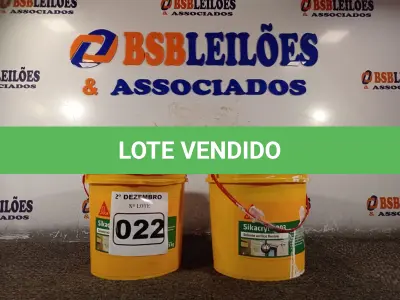 LOTE 022 - 02 BALDES DE SIKACRYL 203, SELANTE ACRÍLICO FLEXÍVEL 5KG. (NO ESTADO) ATENÇÃO! FAZER A VISITAÇÃO ANTES DE ARREMATAR, NÃO SABEMOS SE FUNCIONA. LEILÃO NÃO TEM GARANTIA E NEM DEVOLUÇÃO, SUJEITO A POSSÍVEIS AVARIAS VISÍVEIS/OCULTAS E/OU AUSÊNCIA DE COMPONENTES.