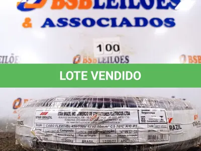 LOTE 100 - 01 ROLO DE CABO FLEXÍVEL 100M 1X10MM COR PRETA STAR BRAZIL COM SELO INMETRO. (NOVO). (NO ESTADO, NÃO SABEMOS SE FUNCIONA. LEILÃO NÃO TEM GARANTIA E NEM DEVOLUÇÃO).