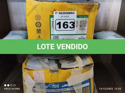 LOTE 163 - 02 CAIXAS DE ARGAMASSA POLIMÉRICA SENDO 01 SIKA TOP-100 E OUTRA SIKA TOP-107. (NO ESTADO) ATENÇÃO! FAZER A VISITAÇÃO ANTES DE ARREMATAR, NÃO SABEMOS SE FUNCIONA. LEILÃO NÃO TEM GARANTIA E NEM DEVOLUÇÃO, SUJEITO A POSSÍVEIS AVARIAS VISÍVEIS/OCULTAS E/OU AUSÊNCIA DE COMPONENTES.