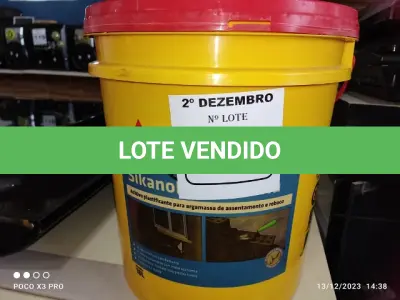 LOTE 183 - 01 BALDE DE SIKANOL ALVENARIA, ADITIVO PLASTIFICANTE PARA ARGAMASSA DE ASSENTAMENTO E REBOCO 18L. (NO ESTADO) ATENÇÃO! FAZER A VISITAÇÃO ANTES DE ARREMATAR, NÃO SABEMOS SE FUNCIONA. LEILÃO NÃO TEM GARANTIA E NEM DEVOLUÇÃO, SUJEITO A POSSÍVEIS AVARIAS VISÍVEIS/OCULTAS E/OU AUSÊNCIA DE COMPONENTES.