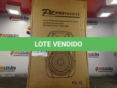 LOTE 290 - 01 CAIXA DE SOM PASSIVA PRO ÁUDIO PX-12.(NOVA) (NO ESTADO) ATENÇÃO! FAZER A VISITAÇÃO ANTES DE ARREMATAR, NÃO SABEMOS SE FUNCIONA. LEILÃO NÃO TEM GARANTIA E NEM DEVOLUÇÃO, SUJEITO A POSSÍVEIS AVARIAS VISÍVEIS/OCULTAS E/OU AUSÊNCIA DE COMPONENTES.