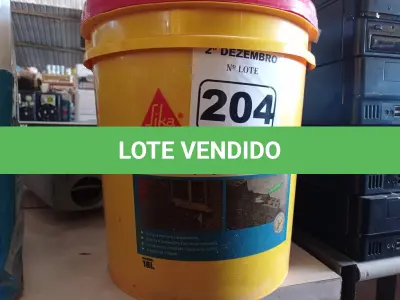 LOTE 204 - 01 BALDE DE SIKANOL ALVENARIA, ADITIVO PLASTIFICANTE PARA ARGAMASSA DE ASSENTAMENTO E REBOCO 18L. (NO ESTADO) ATENÇÃO! FAZER A VISITAÇÃO ANTES DE ARREMATAR, NÃO SABEMOS SE FUNCIONA. LEILÃO NÃO TEM GARANTIA E NEM DEVOLUÇÃO, SUJEITO A POSSÍVEIS AVARIAS VISÍVEIS/OCULTAS E/OU AUSÊNCIA DE COMPONENTES.