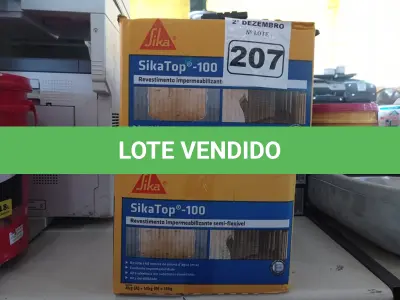 LOTE 207 - 02 CAIXAS DE SIKA TOP-100, REVESTIMENTO IMPERMEABILIZANTE SEMI-FLEXIVEL 18KG. (NO ESTADO) ATENÇÃO! FAZER A VISITAÇÃO ANTES DE ARREMATAR, NÃO SABEMOS SE FUNCIONA. LEILÃO NÃO TEM GARANTIA E NEM DEVOLUÇÃO, SUJEITO A POSSÍVEIS AVARIAS VISÍVEIS/OCULTAS E/OU AUSÊNCIA DE COMPONENTES.