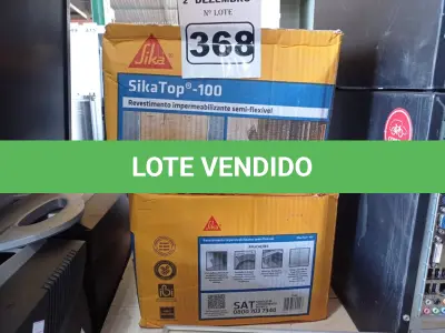 LOTE 368 - 02 CAIXAS DE SIKA TOP-100, REVESTIMENTO IMPERMEABILIZANTE SEMI-FLEXIVEL 18KG. (NO ESTADO) ATENÇÃO! FAZER A VISITAÇÃO ANTES DE ARREMATAR, NÃO SABEMOS SE FUNCIONA. LEILÃO NÃO TEM GARANTIA E NEM DEVOLUÇÃO, SUJEITO A POSSÍVEIS AVARIAS VISÍVEIS/OCULTAS E/OU AUSÊNCIA DE COMPONENTES.