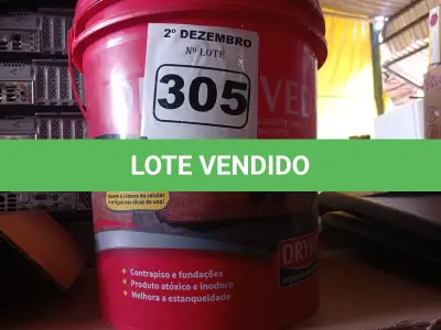 LOTE 305 - 01 BALDE DE DRYKOVEDA, ADITIVO IMPERMEABILIZANTE PARA ARGAMASSA E CONCRETO 18L. (NO ESTADO) ATENÇÃO! FAZER A VISITAÇÃO ANTES DE ARREMATAR, NÃO SABEMOS SE FUNCIONA. LEILÃO NÃO TEM GARANTIA E NEM DEVOLUÇÃO, SUJEITO A POSSÍVEIS AVARIAS VISÍVEIS/OCULTAS E/OU AUSÊNCIA DE COMPONENTES.