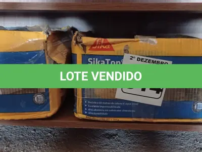LOTE 314 - 02 CAIXAS DE SIKA TOP-100, REVESTIMENTO IMPERMEABILIZANTE SEMI-FLEXIVEL 18KG. (NO ESTADO) ATENÇÃO! FAZER A VISITAÇÃO ANTES DE ARREMATAR, NÃO SABEMOS SE FUNCIONA. LEILÃO NÃO TEM GARANTIA E NEM DEVOLUÇÃO, SUJEITO A POSSÍVEIS AVARIAS VISÍVEIS/OCULTAS E/OU AUSÊNCIA DE COMPONENTES.