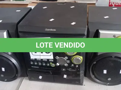 LOTE 119 - 01 APARELHO DE SOM 3X1 MARCA GRADIENTE. (NO ESTADO) ATENÇÃO! FAZER A VISITAÇÃO ANTES DE ARREMATAR, NÃO SABEMOS SE FUNCIONA. LEILÃO NÃO TEM GARANTIA E NEM DEVOLUÇÃO, SUJEITO A POSSÍVEIS AVARIAS VISÍVEIS/OCULTAS E/OU AUSÊNCIA DE COMPONENTES.