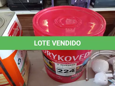 LOTE 224 - 01 BALDE DE DRYKOVEDA, ADITIVO IMPERMEABILIZANTE PARA ARGAMASSA E CONCRETO 18L. (NO ESTADO) ATENÇÃO! FAZER A VISITAÇÃO ANTES DE ARREMATAR, NÃO SABEMOS SE FUNCIONA. LEILÃO NÃO TEM GARANTIA E NEM DEVOLUÇÃO, SUJEITO A POSSÍVEIS AVARIAS VISÍVEIS/OCULTAS E/OU AUSÊNCIA DE COMPONENTES.