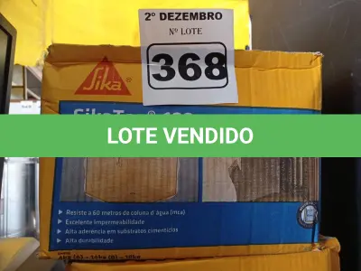 LOTE 368 - 02 CAIXAS DE SIKA TOP-100, REVESTIMENTO IMPERMEABILIZANTE SEMI-FLEXIVEL 18KG. (NO ESTADO) ATENÇÃO! FAZER A VISITAÇÃO ANTES DE ARREMATAR, NÃO SABEMOS SE FUNCIONA. LEILÃO NÃO TEM GARANTIA E NEM DEVOLUÇÃO, SUJEITO A POSSÍVEIS AVARIAS VISÍVEIS/OCULTAS E/OU AUSÊNCIA DE COMPONENTES.