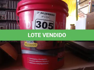 LOTE 305 - 01 BALDE DE DRYKOVEDA, ADITIVO IMPERMEABILIZANTE PARA ARGAMASSA E CONCRETO 18L. (NO ESTADO) ATENÇÃO! FAZER A VISITAÇÃO ANTES DE ARREMATAR, NÃO SABEMOS SE FUNCIONA. LEILÃO NÃO TEM GARANTIA E NEM DEVOLUÇÃO, SUJEITO A POSSÍVEIS AVARIAS VISÍVEIS/OCULTAS E/OU AUSÊNCIA DE COMPONENTES.