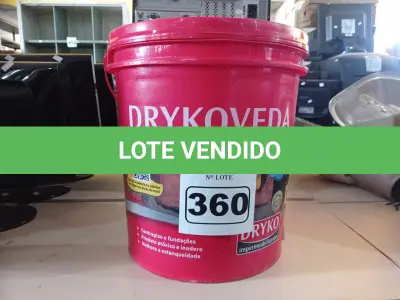 LOTE 360 - 01 BALDE DE DRYKOVEDA, ADITIVO IMPERMEABILIZANTE PARA ARGAMASSA E CONCRETO 18L. (NO ESTADO) ATENÇÃO! FAZER A VISITAÇÃO ANTES DE ARREMATAR, NÃO SABEMOS SE FUNCIONA. LEILÃO NÃO TEM GARANTIA E NEM DEVOLUÇÃO, SUJEITO A POSSÍVEIS AVARIAS VISÍVEIS/OCULTAS E/OU AUSÊNCIA DE COMPONENTES.