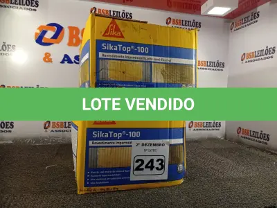 LOTE 243 - 02 CAIXAS DE SIKA TOP-100, REVESTIMENTO IMPERMEABILIZANTE SEMI-FLEXIVEL 18KG. (NO ESTADO) ATENÇÃO! FAZER A VISITAÇÃO ANTES DE ARREMATAR, NÃO SABEMOS SE FUNCIONA. LEILÃO NÃO TEM GARANTIA E NEM DEVOLUÇÃO, SUJEITO A POSSÍVEIS AVARIAS VISÍVEIS/OCULTAS E/OU AUSÊNCIA DE COMPONENTES.