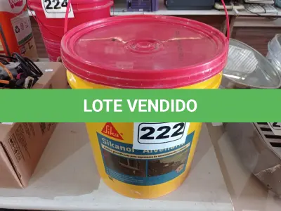 LOTE 222 - 01 BALDE DE SIKANOL ALVENARIA, ADITIVO PLASTIFICANTE PARA ARGAMASSA DE ASSENTAMENTO E REBOCO 18L. (NO ESTADO) ATENÇÃO! FAZER A VISITAÇÃO ANTES DE ARREMATAR, NÃO SABEMOS SE FUNCIONA. LEILÃO NÃO TEM GARANTIA E NEM DEVOLUÇÃO, SUJEITO A POSSÍVEIS AVARIAS VISÍVEIS/OCULTAS E/OU AUSÊNCIA DE COMPONENTES.