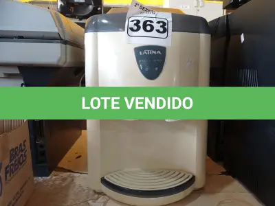 LOTE 363 - 01 PURIFICADOR DE ÁGUA MARCA LATINA REFRIGERAÇÃO ELETRÔNICA. (NO ESTADO) ATENÇÃO! FAZER A VISITAÇÃO ANTES DE ARREMATAR, NÃO SABEMOS SE FUNCIONA. LEILÃO NÃO TEM GARANTIA E NEM DEVOLUÇÃO, SUJEITO A POSSÍVEIS AVARIAS VISÍVEIS/OCULTAS E/OU AUSÊNCIA DE COMPONENTES.