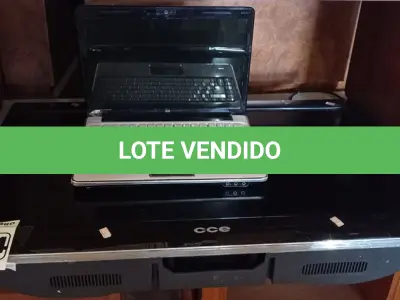LOTE 354 - 01 TV CCE E 01 NOTEBOOK MARCA HP. (NO ESTADO) ATENÇÃO! FAZER A VISITAÇÃO ANTES DE ARREMATAR, NÃO SABEMOS SE FUNCIONA. LEILÃO NÃO TEM GARANTIA E NEM DEVOLUÇÃO, SUJEITO A POSSÍVEIS AVARIAS VISÍVEIS/OCULTAS E/OU AUSÊNCIA DE COMPONENTES.