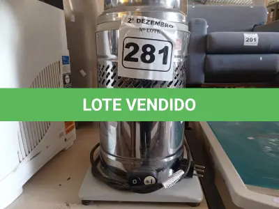 LOTE 281 - 01 LIQUIDIFICADOR INDUSTRIAL MARCA METVISA. (NO ESTADO) ATENÇÃO! FAZER A VISITAÇÃO ANTES DE ARREMATAR, NÃO SABEMOS SE FUNCIONA. LEILÃO NÃO TEM GARANTIA E NEM DEVOLUÇÃO, SUJEITO A POSSÍVEIS AVARIAS VISÍVEIS/OCULTAS E/OU AUSÊNCIA DE COMPONENTES.
