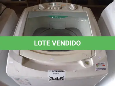 LOTE 345 - 01 LAVADORA DE ROUPAS 10KG MARCA CÔNSUL 220V. (NO ESTADO) ATENÇÃO! FAZER A VISITAÇÃO ANTES DE ARREMATAR, NÃO SABEMOS SE FUNCIONA. LEILÃO NÃO TEM GARANTIA E NEM DEVOLUÇÃO, SUJEITO A POSSÍVEIS AVARIAS VISÍVEIS/OCULTAS E/OU AUSÊNCIA DE COMPONENTES.