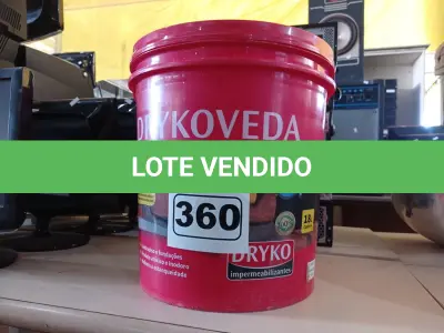 LOTE 360 - 01 BALDE DE DRYKOVEDA, ADITIVO IMPERMEABILIZANTE PARA ARGAMASSA E CONCRETO 18L. (NO ESTADO) ATENÇÃO! FAZER A VISITAÇÃO ANTES DE ARREMATAR, NÃO SABEMOS SE FUNCIONA. LEILÃO NÃO TEM GARANTIA E NEM DEVOLUÇÃO, SUJEITO A POSSÍVEIS AVARIAS VISÍVEIS/OCULTAS E/OU AUSÊNCIA DE COMPONENTES.