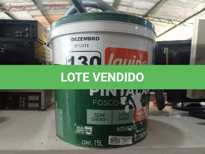 LOTE 130 - 01 BALDE DE TINTA IQUINE PINTALAR FOSCO AVELUDADO INTERIORES NA COR MARFIM 15L. (NO ESTADO) ATENÇÃO! FAZER A VISITAÇÃO ANTES DE ARREMATAR, NÃO SABEMOS SE FUNCIONA. LEILÃO NÃO TEM GARANTIA E NEM DEVOLUÇÃO, SUJEITO A POSSÍVEIS AVARIAS VISÍVEIS/OCULTAS E/OU AUSÊNCIA DE COMPONENTES.
