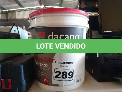 LOTE 289 - 01 BALDE DE CIMENTO QUEIMADO DACAPÓ 25KG. (NO ESTADO) ATENÇÃO! FAZER A VISITAÇÃO ANTES DE ARREMATAR, NÃO SABEMOS SE FUNCIONA. LEILÃO NÃO TEM GARANTIA E NEM DEVOLUÇÃO, SUJEITO A POSSÍVEIS AVARIAS VISÍVEIS/OCULTAS E/OU AUSÊNCIA DE COMPONENTES.