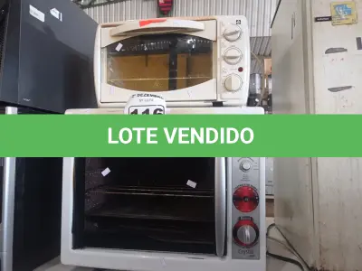 LOTE 116 - 02 FORNOS ELÉTRICOS MARCAS E MODELOS DIVERSOS. (NO ESTADO) ATENÇÃO! FAZER A VISITAÇÃO ANTES DE ARREMATAR, NÃO SABEMOS SE FUNCIONA. LEILÃO NÃO TEM GARANTIA E NEM DEVOLUÇÃO, SUJEITO A POSSÍVEIS AVARIAS VISÍVEIS/OCULTAS E/OU AUSÊNCIA DE COMPONENTES.
