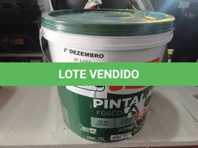 LOTE 130 - 01 BALDE DE TINTA IQUINE PINTALAR FOSCO AVELUDADO INTERIORES NA COR MARFIM 15L. (NO ESTADO) ATENÇÃO! FAZER A VISITAÇÃO ANTES DE ARREMATAR, NÃO SABEMOS SE FUNCIONA. LEILÃO NÃO TEM GARANTIA E NEM DEVOLUÇÃO, SUJEITO A POSSÍVEIS AVARIAS VISÍVEIS/OCULTAS E/OU AUSÊNCIA DE COMPONENTES.