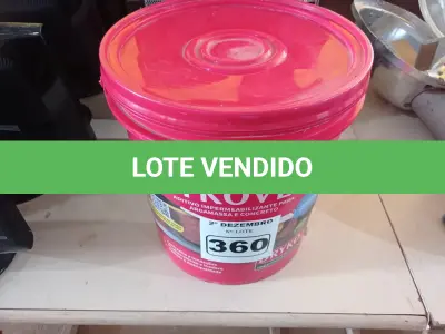 LOTE 360 - 01 BALDE DE DRYKOVEDA, ADITIVO IMPERMEABILIZANTE PARA ARGAMASSA E CONCRETO 18L. (NO ESTADO) ATENÇÃO! FAZER A VISITAÇÃO ANTES DE ARREMATAR, NÃO SABEMOS SE FUNCIONA. LEILÃO NÃO TEM GARANTIA E NEM DEVOLUÇÃO, SUJEITO A POSSÍVEIS AVARIAS VISÍVEIS/OCULTAS E/OU AUSÊNCIA DE COMPONENTES.