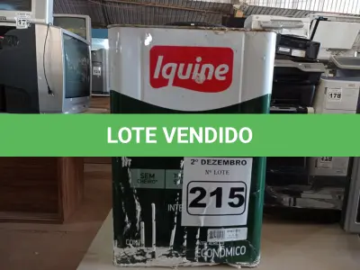 LOTE 215 - 01 LATA DE TINTA IQUINE PINTALAR INTERIORES 18L FOSCO AVELUDADO BRANCO NEVE. (NO ESTADO) ATENÇÃO! FAZER A VISITAÇÃO ANTES DE ARREMATAR, NÃO SABEMOS SE FUNCIONA. LEILÃO NÃO TEM GARANTIA E NEM DEVOLUÇÃO, SUJEITO A POSSÍVEIS AVARIAS VISÍVEIS/OCULTAS E/OU AUSÊNCIA DE COMPONENTES.