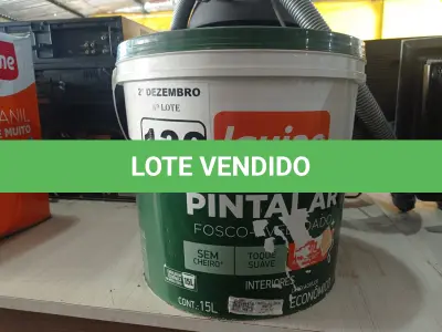 LOTE 130 - 01 BALDE DE TINTA IQUINE PINTALAR FOSCO AVELUDADO INTERIORES NA COR MARFIM 15L. (NO ESTADO) ATENÇÃO! FAZER A VISITAÇÃO ANTES DE ARREMATAR, NÃO SABEMOS SE FUNCIONA. LEILÃO NÃO TEM GARANTIA E NEM DEVOLUÇÃO, SUJEITO A POSSÍVEIS AVARIAS VISÍVEIS/OCULTAS E/OU AUSÊNCIA DE COMPONENTES.