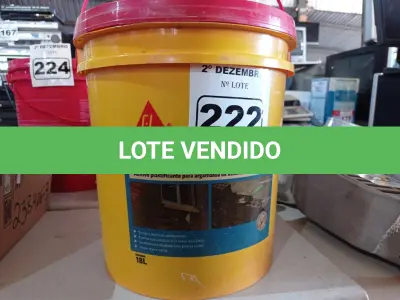 LOTE 222 - 01 BALDE DE SIKANOL ALVENARIA, ADITIVO PLASTIFICANTE PARA ARGAMASSA DE ASSENTAMENTO E REBOCO 18L. (NO ESTADO) ATENÇÃO! FAZER A VISITAÇÃO ANTES DE ARREMATAR, NÃO SABEMOS SE FUNCIONA. LEILÃO NÃO TEM GARANTIA E NEM DEVOLUÇÃO, SUJEITO A POSSÍVEIS AVARIAS VISÍVEIS/OCULTAS E/OU AUSÊNCIA DE COMPONENTES.