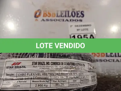 LOTE 195 - 01 ROLO DE CABO FLEXÍVEL 100M 1X2,5MM NA COR PRETA (NOVO). (NO ESTADO) ATENÇÃO! FAZER A VISITAÇÃO ANTES DE ARREMATAR, NÃO SABEMOS SE FUNCIONA. LEILÃO NÃO TEM GARANTIA E NEM DEVOLUÇÃO, SUJEITO A POSSÍVEIS AVARIAS VISÍVEIS/OCULTAS E/OU AUSÊNCIA DE COMPONENTES.