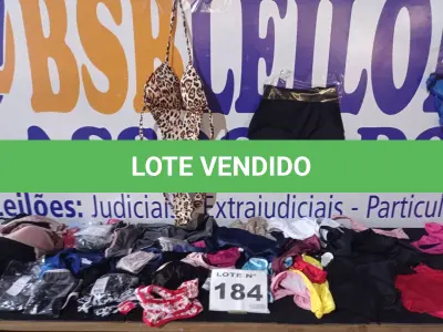 LOTE 184 - 100 – PEÇAS INTIMAS FEMININAS (APROXIMADAMENTE)(NO ESTADO, NÃO SABEMOS SE FUNCIONA. LEILÃO NÃO TEM GARANTIA E NEM DEVOLUÇÃO, SUJEITO A POSSÍVEIS AVARIAS VISÍVEIS/OCULTAS E/OU AUSÊNCIA DE COMPONENTES)