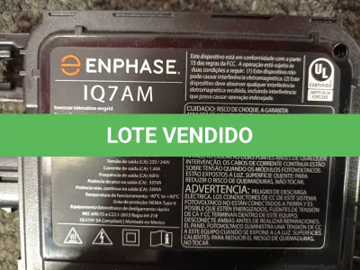 LOTE 411 - 02 MICRO INVERSORES ENPHASE IQ7AM-72-2-US. (NOVO) (NO ESTADO) ATENÇÃO! FAZER A VISITAÇÃO ANTES DE ARREMATAR, NÃO SABEMOS SE FUNCIONA. LEILÃO NÃO TEM GARANTIA E NEM DEVOLUÇÃO, SUJEITO A POSSÍVEIS AVARIAS VISÍVEIS/OCULTAS E/OU AUSÊNCIA DE COMPONENTES.