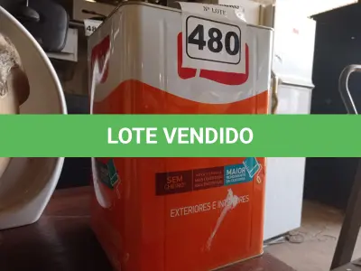 LOTE 480 - 01 LATA DE TINTA IQUINE DELANIL RENDE MUITO 18L SEM A IDENTIFICAÇÃO DA COR. (NO ESTADO) ATENÇÃO! FAZER A VISITAÇÃO ANTES DE ARREMATAR, NÃO SABEMOS SE FUNCIONA. LEILÃO NÃO TEM GARANTIA E NEM DEVOLUÇÃO, SUJEITO A POSSÍVEIS AVARIAS VISÍVEIS/OCULTAS E/OU AUSÊNCIA DE COMPONENTES.