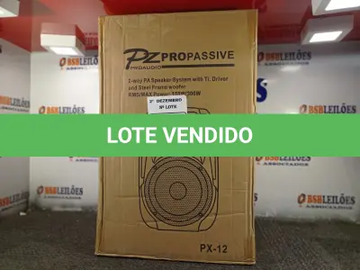 LOTE 300 - 01 CAIXA DE SOM PASSIVA PRO ÁUDIO PX-12 (NO ESTADO) ATENÇÃO! FAZER A VISITAÇÃO ANTES DE ARREMATAR, NÃO SABEMOS SE FUNCIONA. LEILÃO NÃO TEM GARANTIA E NEM DEVOLUÇÃO, SUJEITO A POSSÍVEIS AVARIAS VISÍVEIS/OCULTAS E/OU AUSÊNCIA DE COMPONENTES.