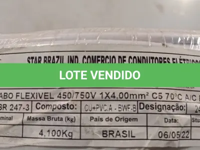 LOTE 273 - 01 ROLO DE CABO FLEXÍVEL 100M 1X2,5MM COR BRANCO STAR BRAZIL COM SELO INMETRO. (NOVO). (NO ESTADO, NÃO SABEMOS SE FUNCIONA. LEILÃO NÃO TEM GARANTIA E NEM DEVOLUÇÃO)