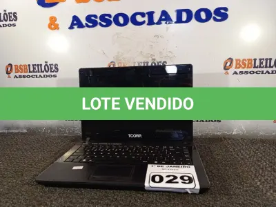 LOTE 029 - 01 NOTEBOOK MARCA TCORP. (NO ESTADO) ATENÇÃO! FAZER A VISITAÇÃO ANTES DE ARREMATAR, NÃO SABEMOS SE FUNCIONA. LEILÃO NÃO TEM GARANTIA E NEM DEVOLUÇÃO, SUJEITO A POSSÍVEIS AVARIAS VISÍVEIS/OCULTAS E/OU AUSÊNCIA DE COMPONENTES.