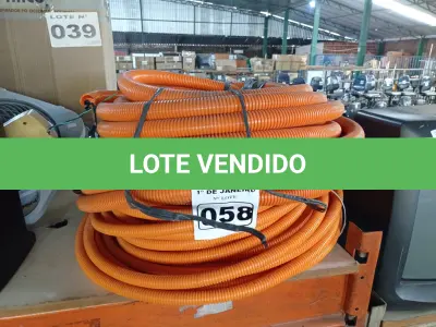 LOTE 058 - 02 ROLOS DE MANGUEIRA CORRUGADA. (NO ESTADO) ATENÇÃO! FAZER A VISITAÇÃO ANTES DE ARREMATAR, NÃO SABEMOS SE FUNCIONA. LEILÃO NÃO TEM GARANTIA E NEM DEVOLUÇÃO, SUJEITO A POSSÍVEIS AVARIAS VISÍVEIS/OCULTAS E/OU AUSÊNCIA DE COMPONENTES.