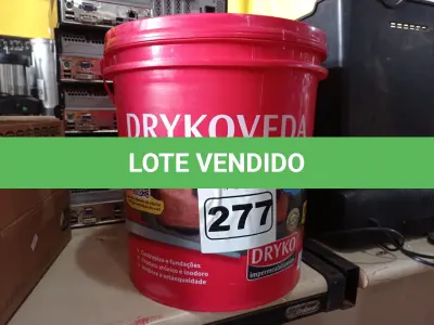 LOTE 277 - 01 BALDE DE DRYKOVEDA, ADITIVO IMPERMEABILIZANTE PARA ARGAMASSA E CONCRETO 18L. (NO ESTADO) ATENÇÃO! FAZER A VISITAÇÃO ANTES DE ARREMATAR, NÃO SABEMOS SE FUNCIONA. LEILÃO NÃO TEM GARANTIA E NEM DEVOLUÇÃO, SUJEITO A POSSÍVEIS AVARIAS VISÍVEIS/OCULTAS E/OU AUSÊNCIA DE COMPONENTES.
