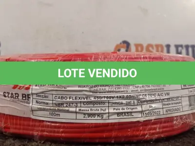LOTE 112 - 01 ROLO DE CABO FLEXÍVEL 100M 1X2,5MM COR VERMELHO STAR BRAZIL COM SELO INMETRO. (NOVO). (NO ESTADO, NÃO SABEMOS SE FUNCIONA. LEILÃO NÃO TEM GARANTIA E NEM DEVOLUÇÃO)