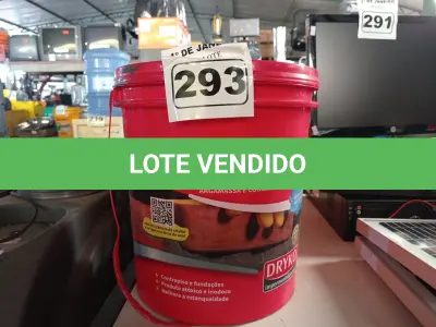 LOTE 293 - 01 BALDE DE DRYKOVEDA, ADITIVO IMPERMEABILIZANTE PARA ARGAMASSA E CONCRETO. (NO ESTADO) ATENÇÃO! FAZER A VISITAÇÃO ANTES DE ARREMATAR, NÃO SABEMOS SE FUNCIONA. LEILÃO NÃO TEM GARANTIA E NEM DEVOLUÇÃO, SUJEITO A POSSÍVEIS AVARIAS VISÍVEIS/OCULTAS E/OU AUSÊNCIA DE COMPONENTES.
