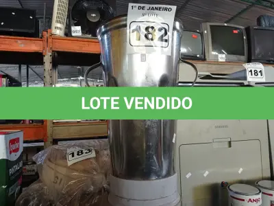 LOTE 182 - 01 LIQUIDIFICADOR INDUSTRIAL MARCA POLI. (NO ESTADO) ATENÇÃO! FAZER A VISITAÇÃO ANTES DE ARREMATAR, NÃO SABEMOS SE FUNCIONA. LEILÃO NÃO TEM GARANTIA E NEM DEVOLUÇÃO, SUJEITO A POSSÍVEIS AVARIAS VISÍVEIS/OCULTAS E/OU AUSÊNCIA DE COMPONENTES.