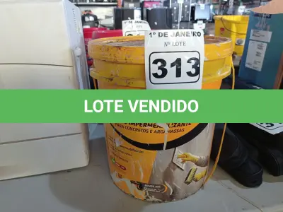LOTE 313 - 01 BALDE DE VEDACIT, ADITIVO IMPERMEABILIZANTE PARA CONCRETO E ARGAMASSA 18L. (NO ESTADO) ATENÇÃO! FAZER A VISITAÇÃO ANTES DE ARREMATAR, NÃO SABEMOS SE FUNCIONA. LEILÃO NÃO TEM GARANTIA E NEM DEVOLUÇÃO, SUJEITO A POSSÍVEIS AVARIAS VISÍVEIS/OCULTAS E/OU AUSÊNCIA DE COMPONENTES.
