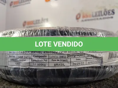 LOTE 285 - 01 ROLO DE CABO FLEXÍVEL 100M 1X10MM NA COR PRETA. (NOVO). (NO ESTADO) ATENÇÃO! FAZER A VISITAÇÃO ANTES DE ARREMATAR, NÃO SABEMOS SE FUNCIONA. LEILÃO NÃO TEM GARANTIA E NEM DEVOLUÇÃO, SUJEITO A POSSÍVEIS AVARIAS VISÍVEIS/OCULTAS E/OU AUSÊNCIA DE COMPONENTES.