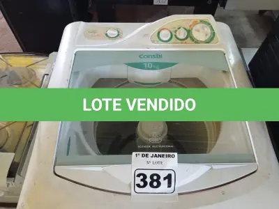 LOTE 381 - 01 MÁQUINA DE LAVAR MARCA CÔNSUL 10KG 220V. (NO ESTADO) ATENÇÃO! FAZER A VISITAÇÃO ANTES DE ARREMATAR, NÃO SABEMOS SE FUNCIONA. LEILÃO NÃO TEM GARANTIA E NEM DEVOLUÇÃO, SUJEITO A POSSÍVEIS AVARIAS VISÍVEIS/OCULTAS E/OU AUSÊNCIA DE COMPONENTES.