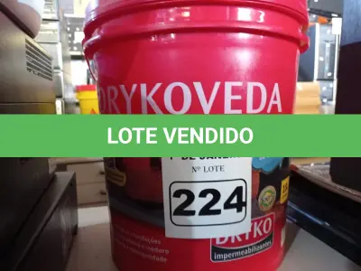 LOTE 224 - 01 BALDE DE DRYKOVEDA, ADITIVO IMPERMEABILIZANTE PARA ARGAMASSA E CONCRETO. (NO ESTADO) ATENÇÃO! FAZER A VISITAÇÃO ANTES DE ARREMATAR, NÃO SABEMOS SE FUNCIONA. LEILÃO NÃO TEM GARANTIA E NEM DEVOLUÇÃO, SUJEITO A POSSÍVEIS AVARIAS VISÍVEIS/OCULTAS E/OU AUSÊNCIA DE COMPONENTES.